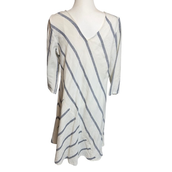 Soft Surroundings Striped Oversized Linen Blend Lagonlook Beach Vacation Dress - Picture 11 of 16